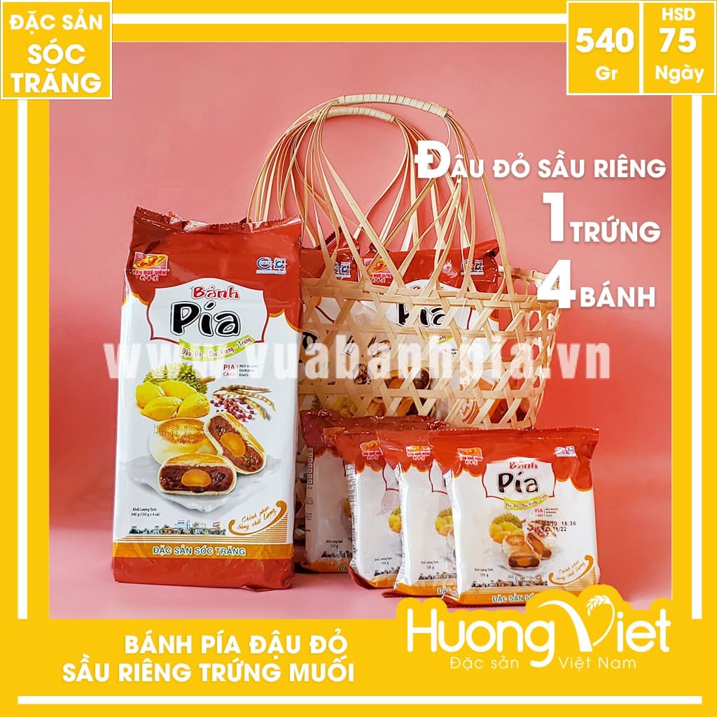 Bánh pía đậu đỏ sầu riêng trứng muối Tân Huê Viên 540gr Bánh pía đậu đỏ sầu riêng trứng muối Tân Huê Viên 540gr