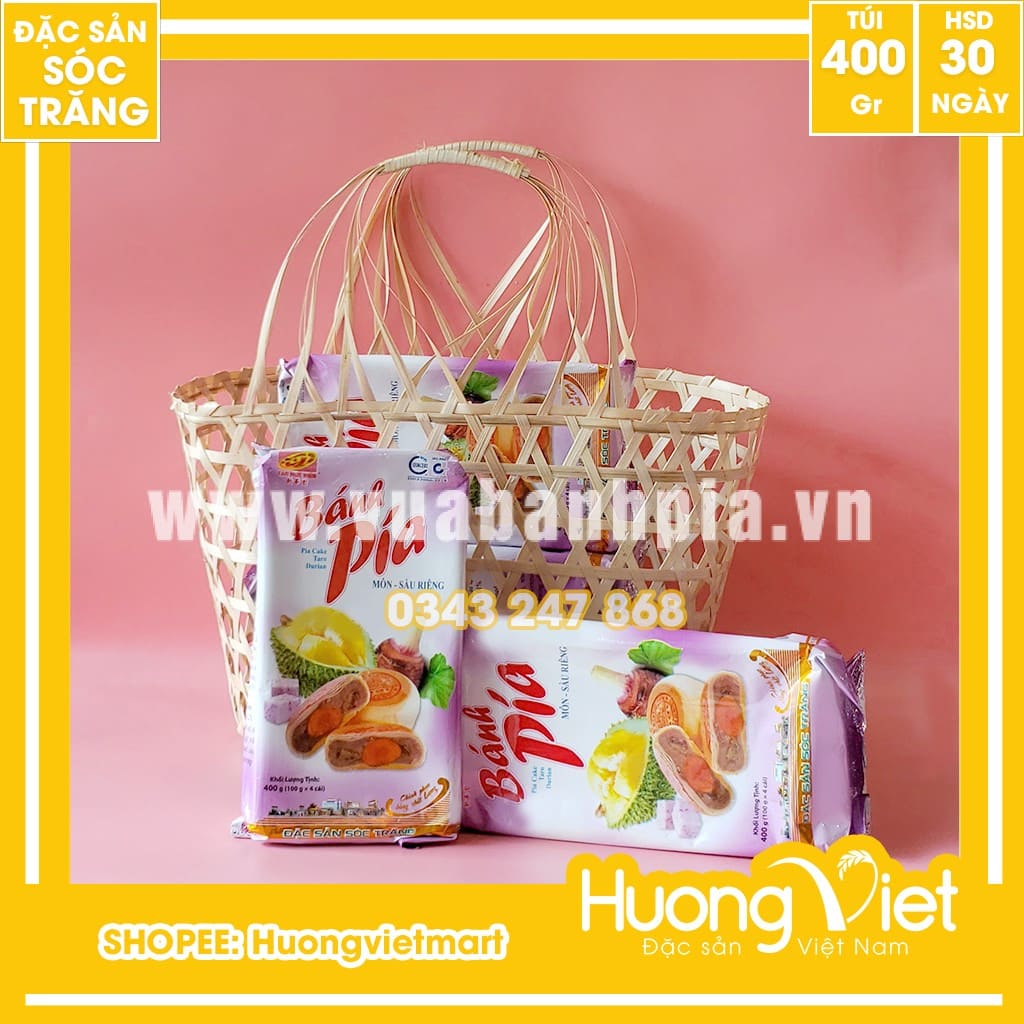 Bánh pía môn sầu riêng 2 sao Tân Huê Viên 400gr Bánh pía môn sầu riêng 2 sao Tân Huê Viên 400gr