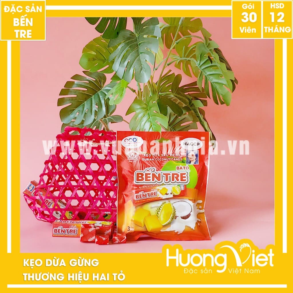 Kẹo dừa sầu riêng Hai Tỏ 150gr Kẹo dừa sầu riêng Hai Tỏ 150gr